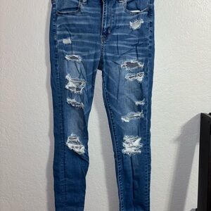 American Eagle Outfitters Ripped Blue Skinny Jeans